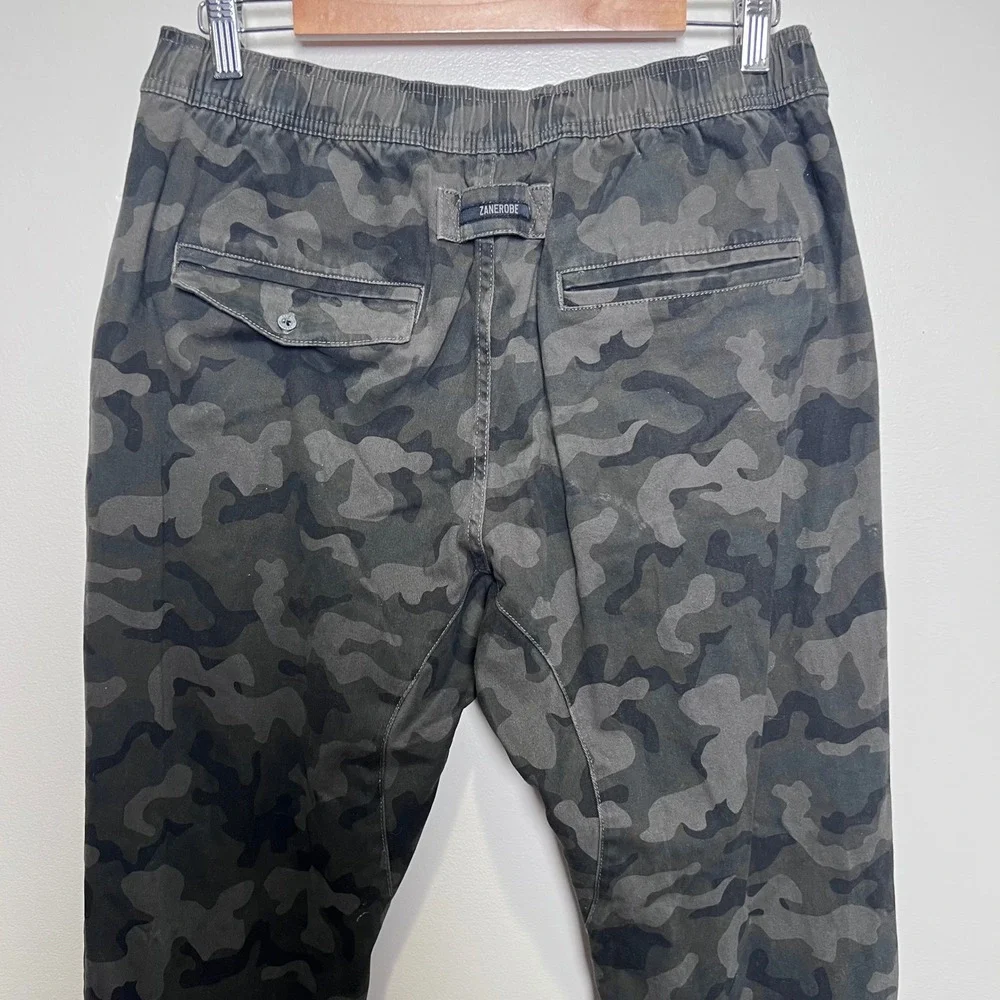 Zanerobe Sureshot Jogger Pants Mens 34 Green Camo Stretch Tapered
